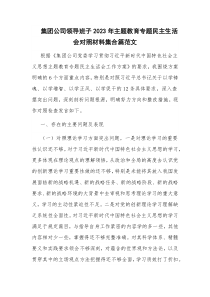 集团公司领导班子2023年主题教育专题民主生活会对照材料集合篇范文