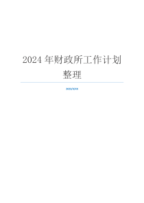 2024年财政所工作计划整理