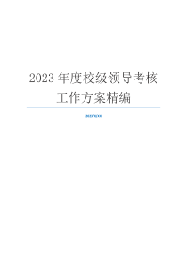 2023年度校级领导考核工作方案精编