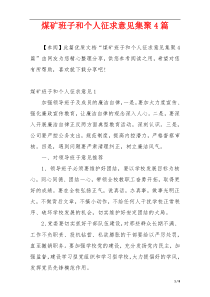 煤矿班子和个人征求意见集聚4篇