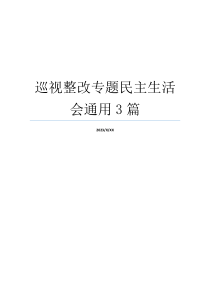 巡视整改专题民主生活会通用3篇