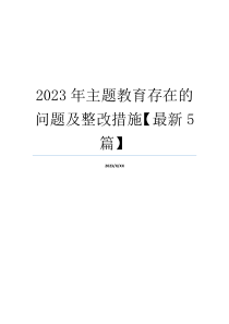 2023年主题教育存在的问题及整改措施【最新5篇】