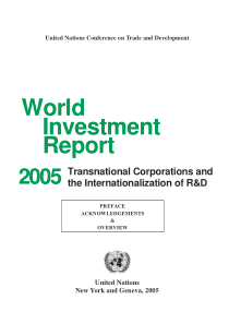 World Investment ReportPREFACE ACKNOWLEDGEMENTS OV