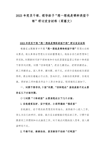 2023年党员干部、领导班子“想一想我是哪种类型干部”研讨发言材料（两篇文）