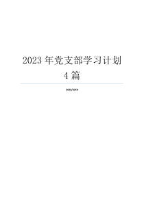 2023年党支部学习计划4篇