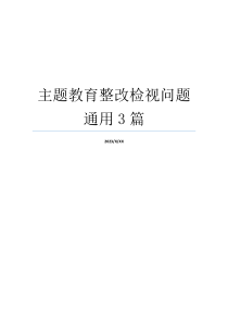 主题教育整改检视问题通用3篇