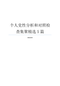 个人党性分析和对照检查集聚精选5篇