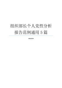 组织部长个人党性分析报告范例通用5篇