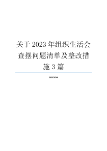 关于2023年组织生活会查摆问题清单及整改措施3篇