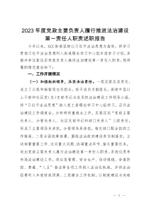 2023年度党政主要负责人履行推进法治建设第一责任人职责述职报告