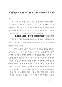 县委常委组织部长在全县组织工作会上的讲话