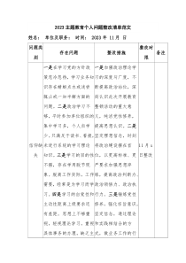 2023主题教育个人问题整改清单范文