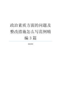 政治素质方面的问题及整改措施怎么写范例精编3篇