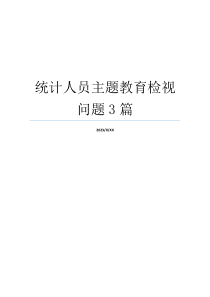 统计人员主题教育检视问题3篇