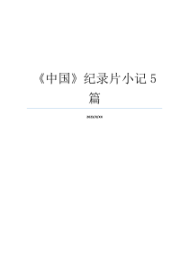 《中国》纪录片小记5篇