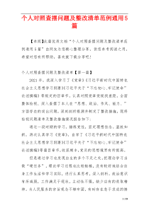 个人对照查摆问题及整改清单范例通用5篇