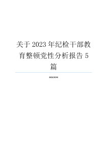 关于2023年纪检干部教育整顿党性分析报告5篇