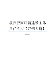 履行营商环境建设主体责任不实【范例5篇】