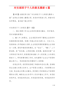 对支部班子个人的意见最新4篇