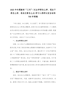 2023年专题教育“三问”（过去学得怎么样、现在干得怎么样、将来打算怎么办)学习心得研讨发言材料