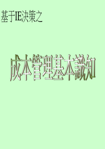 IE成本管理基本识知