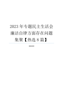 2023年专题民主生活会廉洁自律方面存在问题集聚【热选8篇】