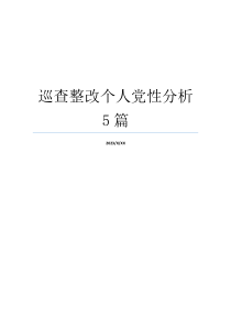 巡查整改个人党性分析5篇