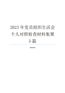 2023年党员组织生活会个人对照检查材料集聚5篇