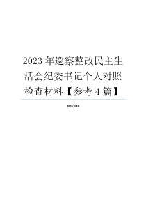 2023年巡察整改民主生活会纪委书记个人对照检查材料【参考4篇】