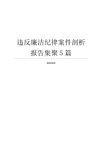 违反廉洁纪律案件剖析报告集聚5篇