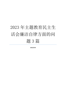 2023年主题教育民主生活会廉洁自律方面的问题3篇