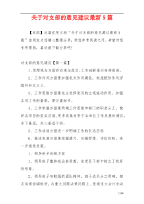 关于对支部的意见建议最新5篇