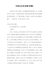 专家会议发言稿(样稿)