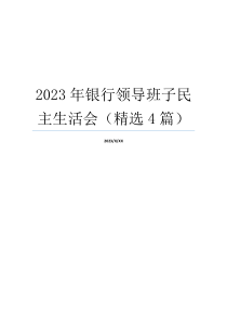 2023年银行领导班子民主生活会（精选4篇）