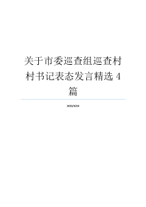 关于市委巡查组巡查村村书记表态发言精选4篇