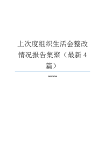 上次度组织生活会整改情况报告集聚（最新4篇）