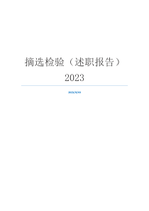 摘选检验（述职报告）2023