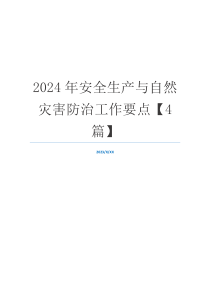 2024年安全生产与自然灾害防治工作要点【4篇】