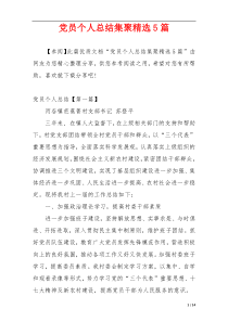 党员个人总结集聚精选5篇