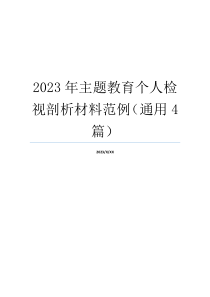 2023年主题教育个人检视剖析材料范例（通用4篇）