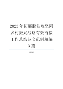 2023年拓展脱贫攻坚同乡村振兴战略有效衔接工作总结范文范例精编3篇