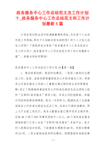 政务服务中心工作总结范文及工作计划十_政务服务中心工作总结范文和工作计划最新5篇