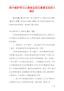 两个维护学习心得体会范文集聚【实用5篇】