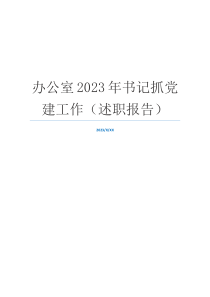 办公室2023年书记抓党建工作（述职报告）