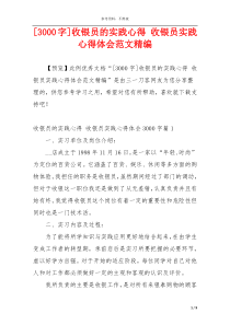 [3000字]收银员的实践心得 收银员实践心得体会范文精编