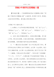 顶碗少年教学反思精编3篇