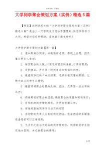 大学同学聚会策划方案（实例）精选5篇