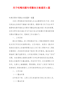 关于吃喝问题专项整治方案通用4篇