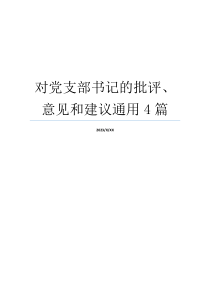 对党支部书记的批评、意见和建议通用4篇