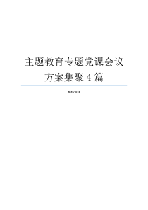 主题教育专题党课会议方案集聚4篇